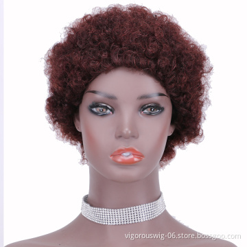 Afro curly wholesale inch short bob pixie cut wave blonde cheap glueless brazilian real human hair wigs black women